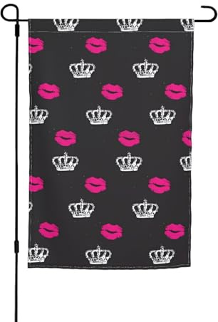 Dekorative Flagge mit Krone und Lippen, 45 x 30 cm, Polyester, ideal für Garten oder Terrasse