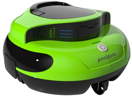 POOLPURE Robot de piscine - Temps de nettoyage de 100 minutes - 90 ㎡ - Double moteur - Sans fil - Voyants LED - Fonction de stationnement automatique - Étanchéité IPX8 - Pour piscines plates intégrées