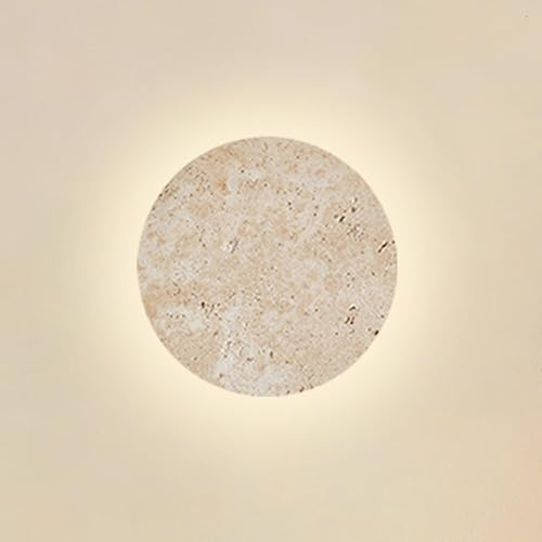 PANNN Nordische Wandleuchte Aus Gelbem Travertin LED-wall Light Dimmbar Mit Fernbedienung Moderne Nachttischlampe Japanischen Wabi-Sabi-Stil Geeignet Für Schlafzimmer Wohnzimmer Esszimmer Flur(23CM)