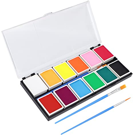 Face Paint Kit Cosmetic Grade 12 Colors Quick Drying Easy Cleaning DIY Painting 120g/4.2oz Paste Material Skin Painting