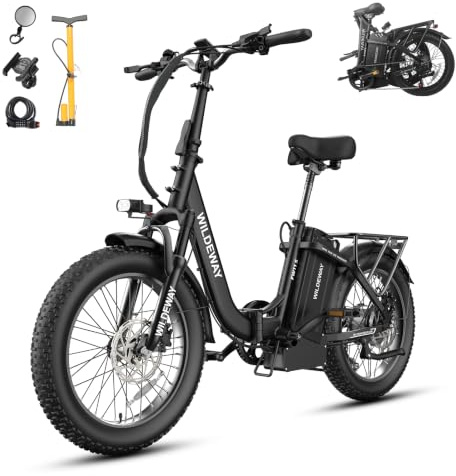 WILDEWAYEBIKE Faltbares E-Bike für Erwachsene, FW11 Pro, 250 W Motor, 35 Ah Akku, 100–160 km Reichweite, 20 x 3,0 Zoll Fat-Tire, Hydraulische Scheibenbremsen, E-Bike für Stadt, Pendeln & Lieferung