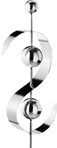 Kobolo Gartenstecker Wave, 140 cm, Edelstahl, Silber, dekorativer Kugelstecker mit Wellenform, wetterfest & stabil, stilvolle Gartendeko für den Outdoorbereich