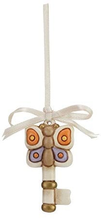THUN - Chiave con Farfalla da Appendere - Bomboniera - Formato Mini - Ceramica - 3 x 6 cm