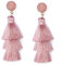 Blush Pink Tiered Tassel Earrings - Summer Statement Dusty Pink Fringe Bohemian Drop Dangle Earrings for Women, Girls, Mothers Day, Valentine Gift