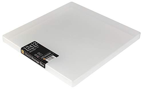 WestonBoxes 12x12 Clear Plastic Scrapbooking Paper Storage Boxes With Lids | Fits 12x12 inch scrapbook paper and card | 310x335x25mm internal | Shallow tray | Acid-free archival safe | Made in Britain