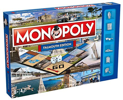 Winning Moves Falmouth Monopoly-Brettspiel, Advance to Falmouth Town Football Club, Prince of Wales Pier and The Princess Pavilion and Trade Your Way to Success, Gift and Toy for Ages 8 Plus