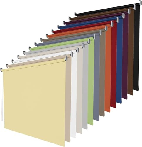 Fensterrollo Seitenzugrollo Rollo lichtdurchlässig Blickdicht B142 x H180 cm Stoff Sand, mit Metallträger zum Bohren Tageslichtrollo Kettenzugrollo Sonnenschutz Sichtschutz für Fenster Tür