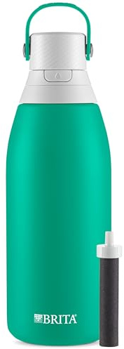 BRITA Botella de agua aislada de acero inoxidable con filtro, 32 onzas