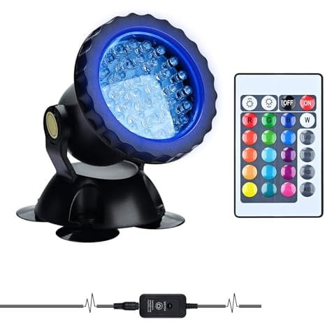 Lychee Waterproof Underwater Spot Lights, Remote Control Amphibious Change Color Submersible Lights for Garden Pond Aquarium Courtyard Swimming Pool Fountain Fish Tank (Set of 1)