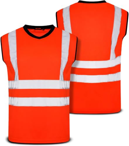 Mega_JumbleSale® Hi Vis Viz Sleeveless T-Shirt Vest | High Visibility Safety Security Workwear Sleeveless Tank Muscle Top