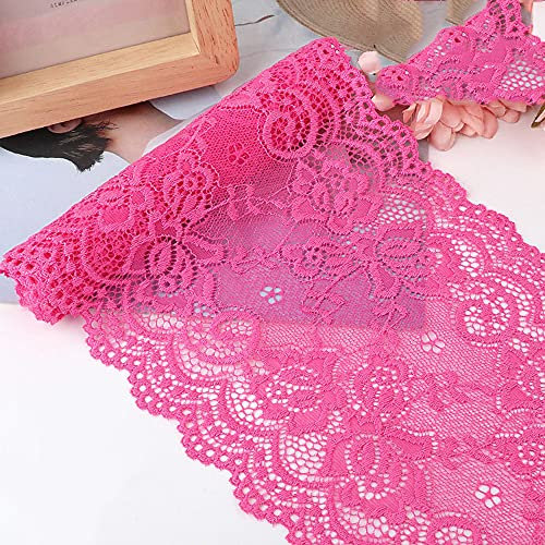 15cm x 3m Elastizität Spitzenband Spitzenbordüre Spitzenborte Zierband Dekoband Spitzen Borten Bänder zum Nähen,DIY Basteln,Deko für Kleidung Unterwäsche Dessous Hochzeitskleid Tischdeko,Rose