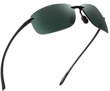 JIM HALO Gafas de Sol Deportivas Polarizadas para Hombres y Mujeres TR90 Marco Sin Montura para Correr, Pescar, Andar en Bicicleta, Conducir Verde