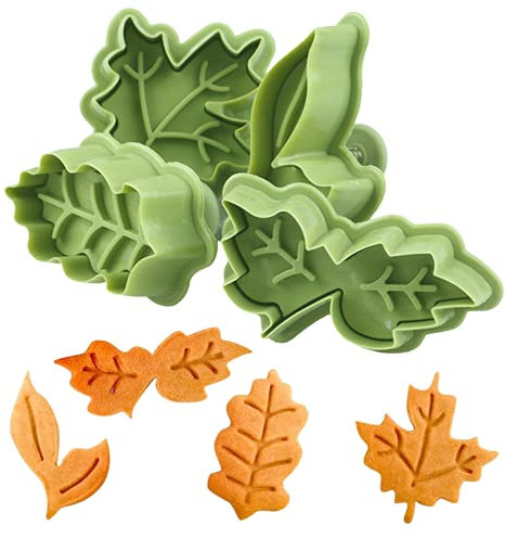 Crethinkaty Emporte-pièces pour fondant Thanksgiving et Noël, feuilles de houx, feuilles d'érable, décorations de gâteaux, tampons à biscuits pour Noël, printemps, automne.