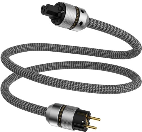 Tertullus HiFi High End Netzkabel C15 Stromkabel HiFi Audio kaltgerätekabel Mit Schukostecker & Kaltgerätestecker (E820, 2m)