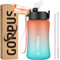 GOPPUS 350ml/12oz Bouteilles d'eau pour Enfants avec Paille Sans BPA Bouteille d'eau étanche Tritan Fille Garçon Bouteille d'eau de Sport Réutilisable pour Tout-petit avec Marquage de l'heure