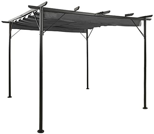 SKM Pergola avec Toit rétractable Anthracite 3x3 m Acier 180 g/m²