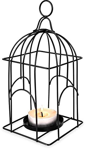 Laterne Lampion Teelichthalter Kerzenhalter Leuchter für Teelichter aus Metall schwarz Vogelkäfig