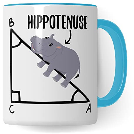 Pagma Druck Kaffeetasse Mathematiker Kaffeebecher Mathe-Lehrer Geschenkidee Sarkasmus Mathematikstudent Geschenk Kollegium Lehrerzimmer Pythagoras Nilpferd (Weiß/Blau, Keramik, 330 ml)