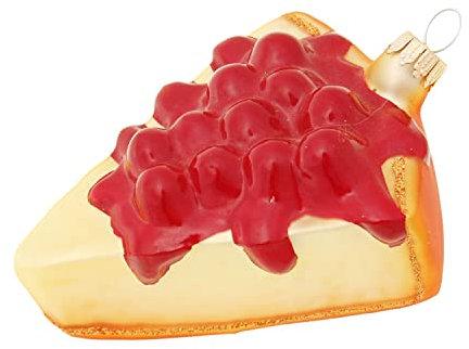 Krebs Glas Lauscha - Weihnachtsdekoration/Christbaumschmuck aus Glas - Weihnachtsanhänger - Motiv: Käsekuchen mit Kirschen - Größe: ca. 10 cm