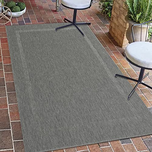 Teppich-Traum Klassischer Sisalteppich mit dezenter Bordüre • In- & Outdoor • in anthrazit, 80x150 cm