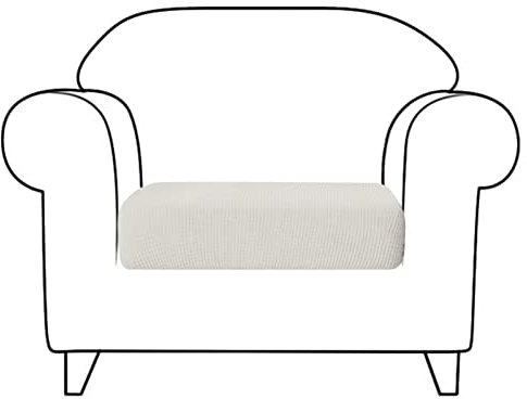 Sofa Sitzbezüge, Stretch Velvet Non-Slip Sofa Couch Kissenbezug, Abnehmbare Sofa Sitzbezüge mit elastischem Boden, Waschbare elastische Möbel Schoner,Ivory White,One Person