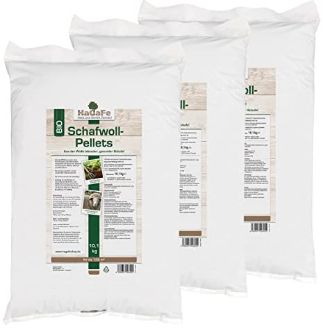 HaGaFe Bio Schafwoll Pellets organischer Naturdünger Universaldünger (30 kg (3 x 10 kg))