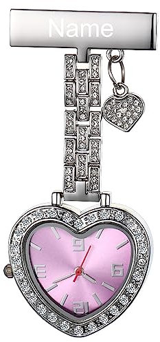 Avaner Schwesternuhr Pulsuhr Krankenschwester Uhren Herz/Rund Brosche Taschenuhr Analog Quarzwerk FOB Ansteckuhr für Krankenschwester Arzt Doktor