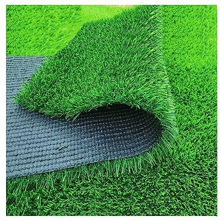 Kunstrasen-Teppich für Haustiere im Innen- und Außenbereich, realistischer Deluxe-Kunstrasen, Entwässerungslöcher/Gummirückseite, für Garten, Hinterhof, Terrasse, Balkon (4x4m/13.1x13.1ft)