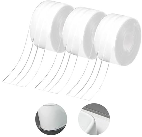 MIYUANGKJ Bad Versiegelungsmittel Tape, 3roll Dichtungsband Selbstklebend 3.2m x 38mm Dichtungsband Selbstklebend Wasserdicht Transparent Winddicht Staubschut für Tür Fenster