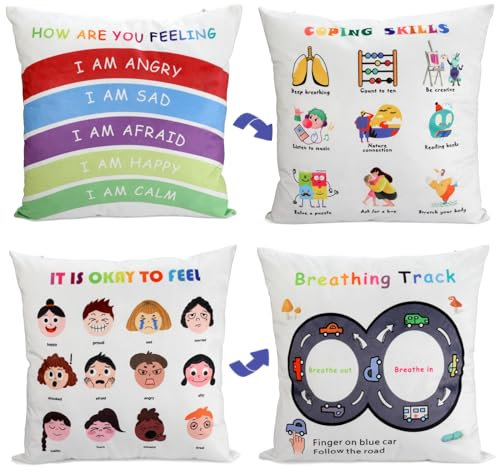 B BBPM Classroom Must Haves Überwurf-Kissenbezug, 2er-Set, beruhigende Ecke, Schulberater, Büro, psychische Gesundheit, Kissen, Dekoration, ruhige Eckartikel für Zuhause, Kinder, holländischer Samt,