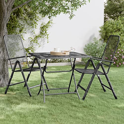 ZEYUAN Gartentisch, Gartentisch, Terrassentisch, Esstisch Garten, Gartenesstische, Gartenmöbel, Außentisch, 80x80x72 cm Streckmetall Anthrazit