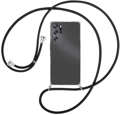 mtb more energy® Handykette kompatibel mit Nubia Red Magic 9 Pro, 9 Pro Plus - schwarz - Smartphone Hülle zum Umhängen - Anti Shock Full TPU Case