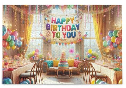 Geburtstagsparty mit Luftballons, Dekorationen, Puzzle-Spiel, Wandkunstwerk für Erwachsene, Teenager, fertige Größe 74,9 x 50 cm