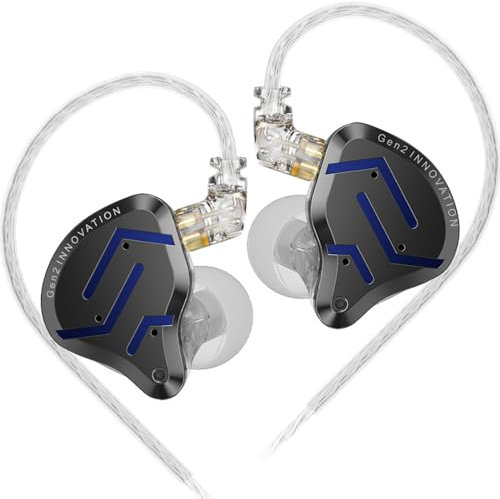 KZ ZSN PRO 2 HiFi IEM Earbud, Dynamic Driver and Balanced Armature Hybrid in-Ear Headphone,KZ Heavy Bass Music Wired Earphone (Glare Blue, Without mic)