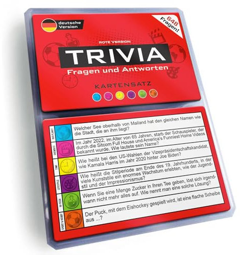 Trivia Kartensatz, Fragen und Antworten, Erweiterungsset, Gesellschaftsspiele, Quiz, Pubquiz (Rote Version) [Deutsche Ausgabe]