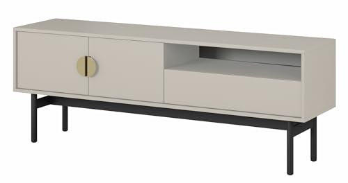 Selsey TV Schrank Board Sideboard Fernsehtisch Fernsehschrank 154 cm Schublade Fach Graubeige Stoon
