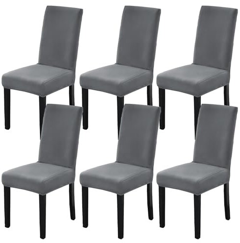 HZDHCLH Stuhlhussen, dehnbar, modern, für Esszimmer, Küche, Hochzeit, Party, waschbar, Stuhlschoner (6 Stück, dunkelgrau)