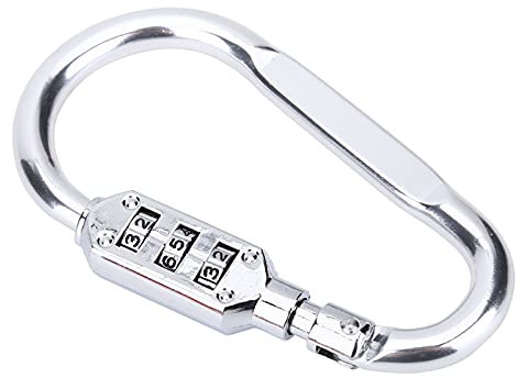 OUKENS Combination Locks, 3Colors 3-Digit Heavy Duty Carabiner Clips Carabiner Padlock(silver)