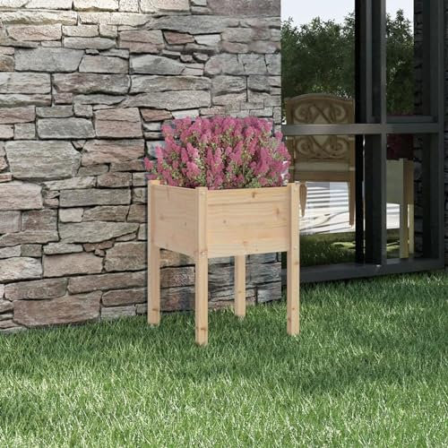ZEYUAN Jardinière d'extérieur 50x50x70 cm Bois de pin Massif,Jardiniere sur Pieds,Bac avec Treillis,Jardiniere Terrasse