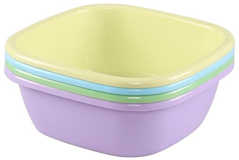 Lasbily Lot de 4 petits bacs à vaisselle colorés en plastique 8 l