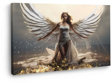 ARTEDinoi Engelsfrau Engel mit Flügel Wandbild Leinwandbild Kunstdruck XL Wanddeko Größe 90x60x2cm