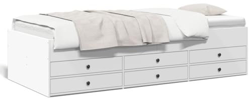 Faroom Cama de día con espacio de almacenamiento, sofá cama con 6 cajones y somier de láminas, cama individual de 100 x 200 cm, cama funcional de almacenamiento, cama juvenil, cama infantil, color