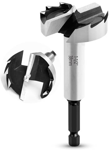 NICAVKIT 38 mm Broca Forstner para madera, 38 mm Brocas Madera De Dientes Múltiples, cortador de agujeros para madera con vástago hexagonal, broca para madera