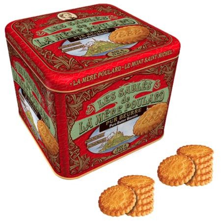 La Mère Poulard® | Galletas de mantequilla pura salada | Lata de galletas de mantequilla francesas | Galletas De Mantequilla - 1 x 500 Gr | Regalar Leche con Galletas