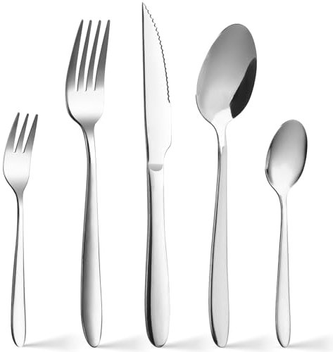 SWISON Juego de cubiertos para 6 personas, Set cubertería acero inoxidable 30 piezas, con cuchillo y tenedor cuchara