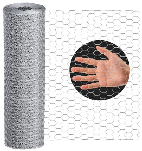 Lienffy Hühnerdraht für Blumenarrangements, Garten Geflügel Netting - 0.3 × 9m feuerverzinkt 1.9cm Loch Größe Hexagonal Draht Gartenzaun für Blumen Handwerk Huhn Coop Barriere Kaninchenkäfig, Silber