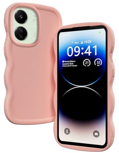 XINYEXIN Silicone Cover per Xiaomi Redmi 13C 4G 5G / Poco C65, Custodia Cellulare Onda Cornice Forma Riccia Carina, Antiurto Ondulata Bumper Case - Rosa