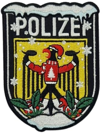 Polizei Xmas Bundespolizei Textil Patch mit Klett, Christmas, Winter Edition, Tactical, Uniform, Jacke, Rucksäcken, Zubehör
