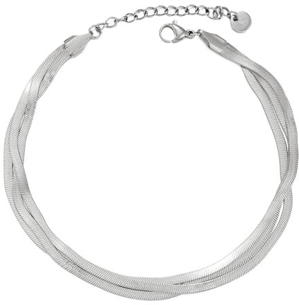 Kim Johanson® Edelstahl Damen Armband *Alma* in Silber, Gold & Roségold | Mehrreihige Armkette | Multi Layer Schlangenkette | Wasserfest | Boho Schmuck für Frauen | Verstellbare Länge | Schmuckbeutel