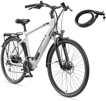 TELEFUNKEN E-Bike 28 Zoll Fahrrad für Herren | Trekking Pedelec mit 24-Gang Kettenschaltung & Scheibenbremsen | Elektrofahrrad mit 250 W Heckmotor & integriertem 417,6 Wh Li-Ion-Akku